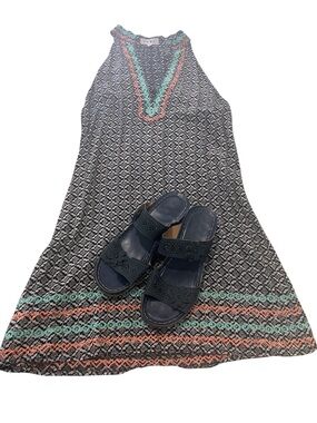 Anthropologie THML Woman SP Shift Halter Dress Embroidered Neck Trim size Large